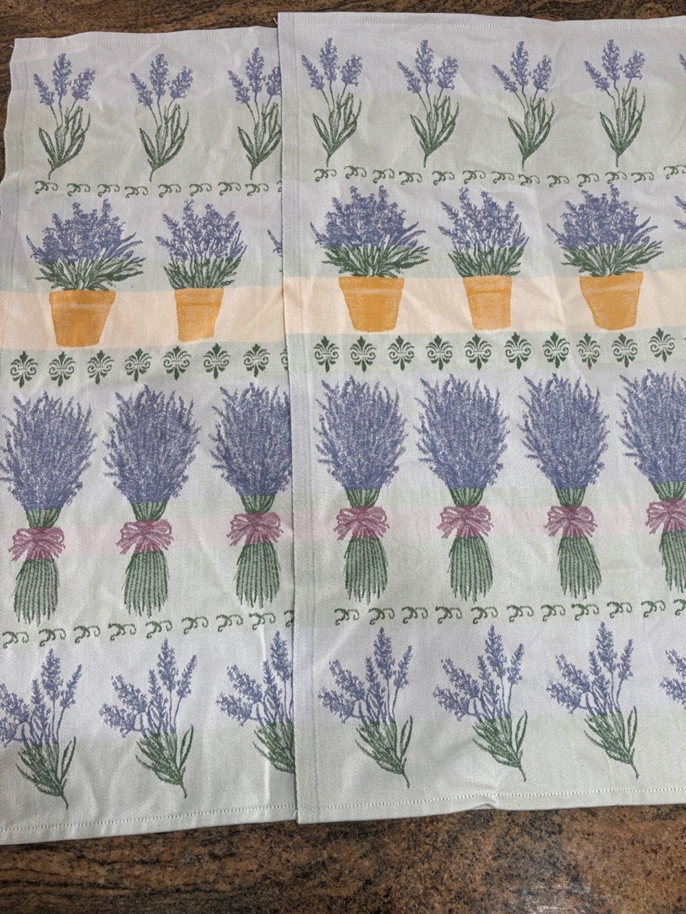 Lavender Print Kitchen Tea Towels - White & Purple